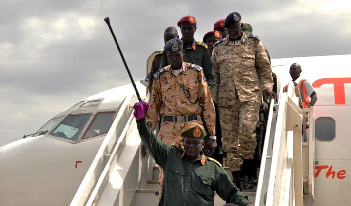 After months of delays, South Sudan's opposition leader Riek Machar returned to the capital city of Juba on Tuesday, a day after his military chief of staff General Simon Gatwech Dual returned, pictured above. 