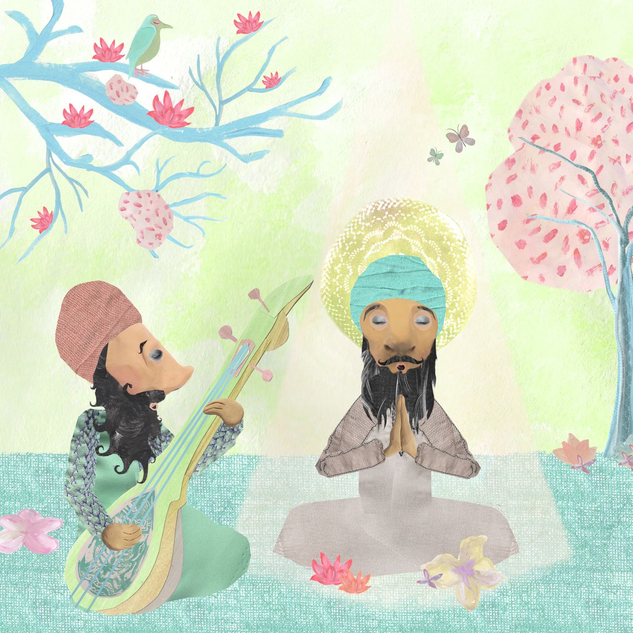 Kaur's series "The Guru" explores her relationship to the divine. The Sikh faith honors ten gurus who founded the religion, beginning with Guru Nanak in 1469 and ending with Guru Gobind Singh in 1708.