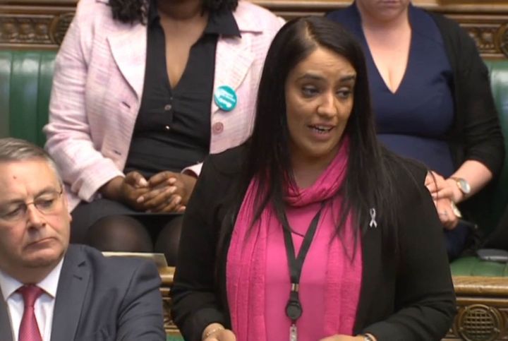 Labour MP Naz Shah as she tells the House of Commons in London that she "wholeheartedly apologises" for words she used in a Facebook post about Israel