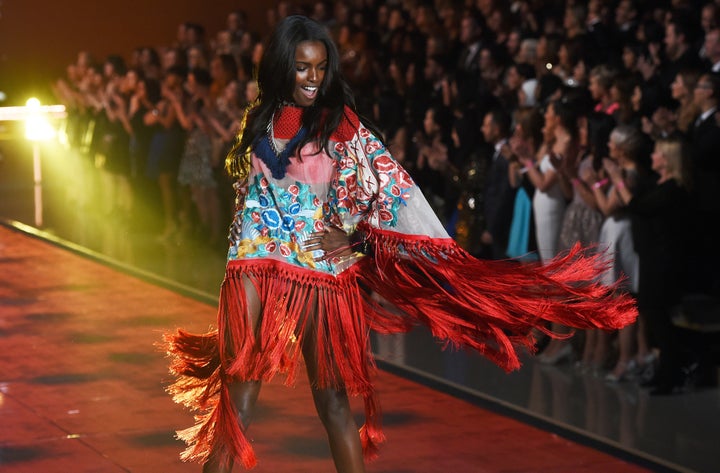 Leomie Anderson walked the catwalk at the 2015 Victoria's Secret Fashion Show.