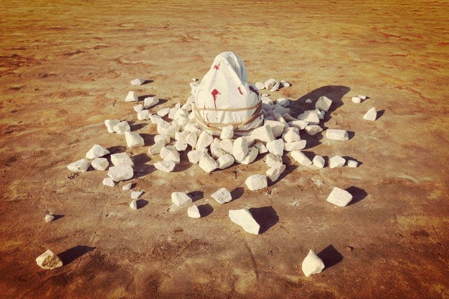 Pablo Camps is exhibiting his art piece "Stoning" at the San Javier Town Hall in Murcia, Spain, this spring.
