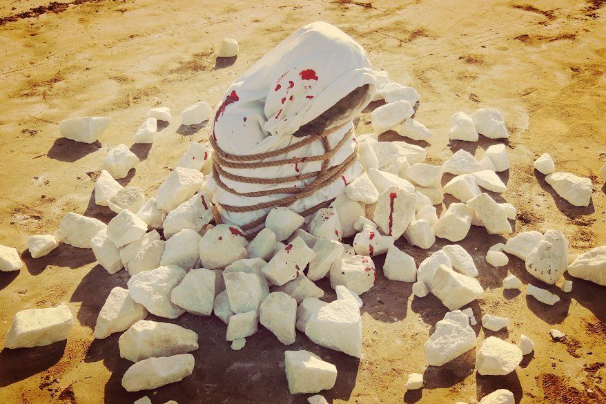 "Stoning" will be on display in Murcia, Spain, until May 2.