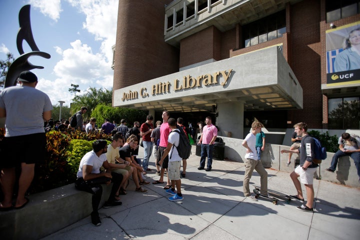 The university in Orlando, Florida, evacuated the campus library over worries that a "Middle Eastern" person had a gun.