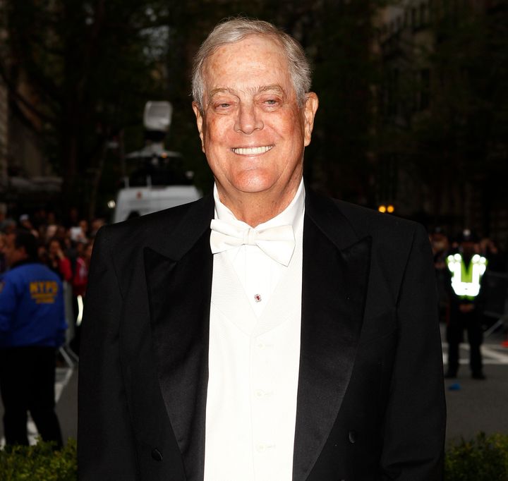 An organization founded by billionaire conservative activists David Koch (pictured) and his brother Charles supports new legislation making it harder to track election spending by the nonprofit groups they fund.