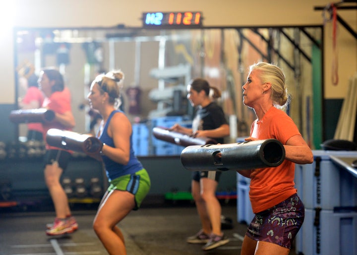 ClassPass users in an exercise class at Bonza Bodies Fitness in downtown Denver.