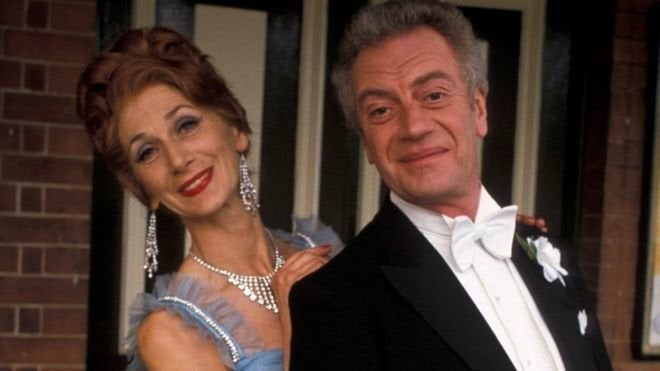 With his on-screen wife in 'Hi-De-Hi!'