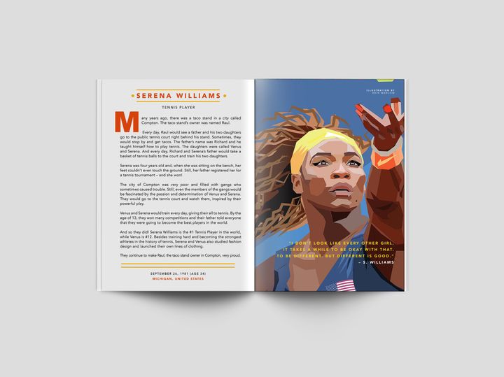 Good Night Stories For Rebel Girls features prominent women of the past and present like iconic tennis player Serena Williams. 