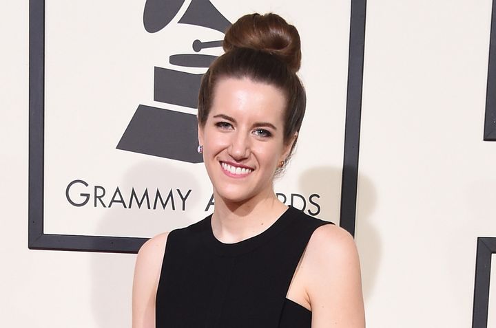 Laura Sisk attends the Grammy Awards on Feb. 15, 2016. Although part of the team that won for Best Album, she did not appear onstage as Taylor Swift accepted the award.