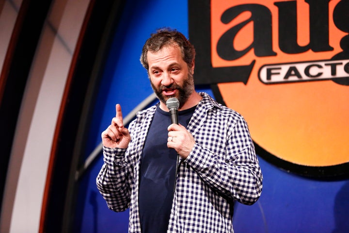 Judd Apatow, pictured during a comedy routine April 20, pointed out the similarities -- and perhaps one key difference -- bet