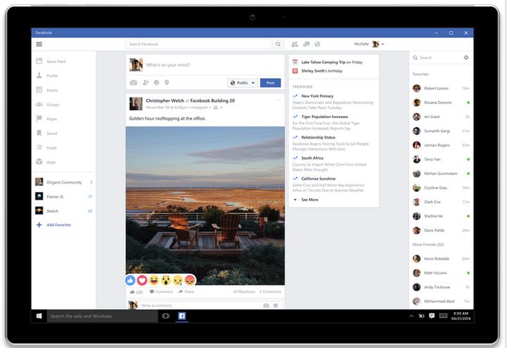Facebook is launching apps for Windows 10.