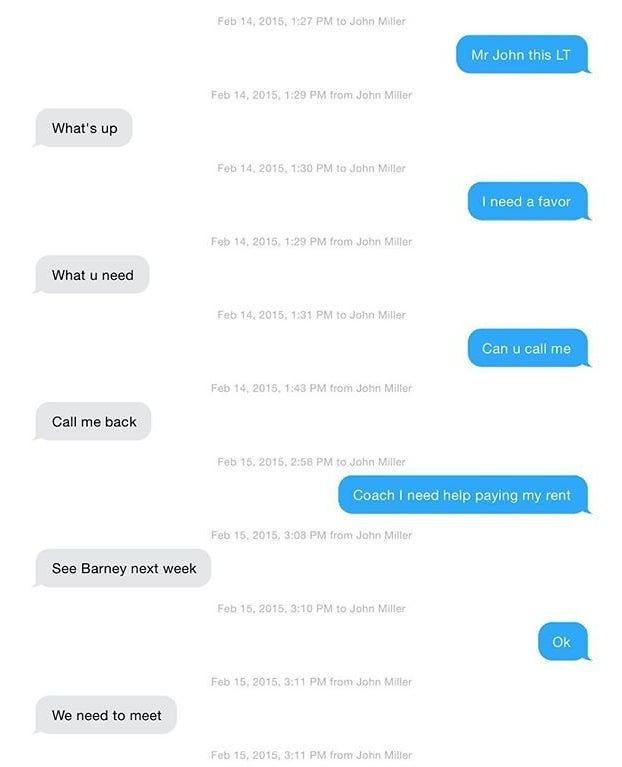 Laremy Tunsil's conversation concerning money with John Miller, assistant athletic director for football operations at O