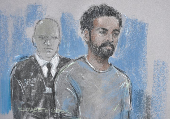 <strong>Artist sketch of Simpson-Kent (right) at an earlier court appearance</strong>