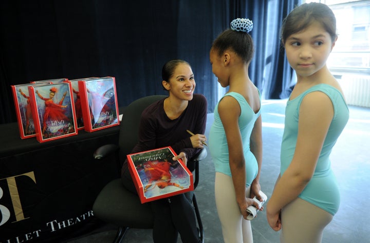 Project Plié dancers get a look at Copeland's new Barbie.