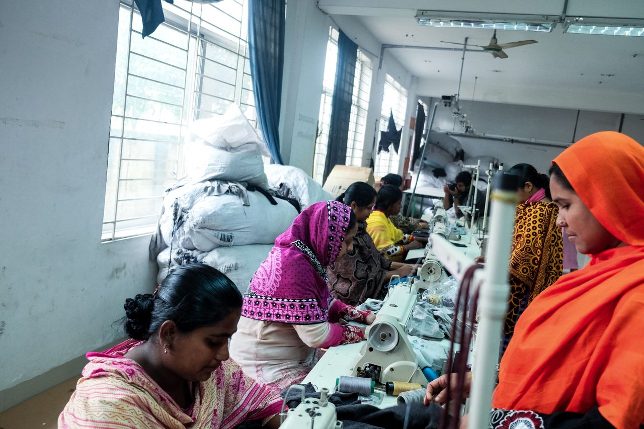 Women at work in a garment factory in Gazipur in January 2016. January and February are slower months for the garment industry, and the only time the workers can attend classes.