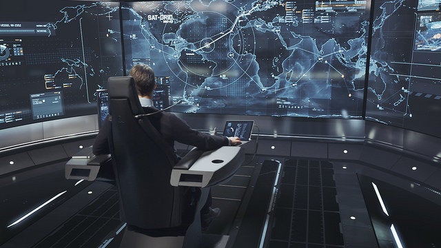 An autonomous ship would be overseen by a captain in a remote cockpit.