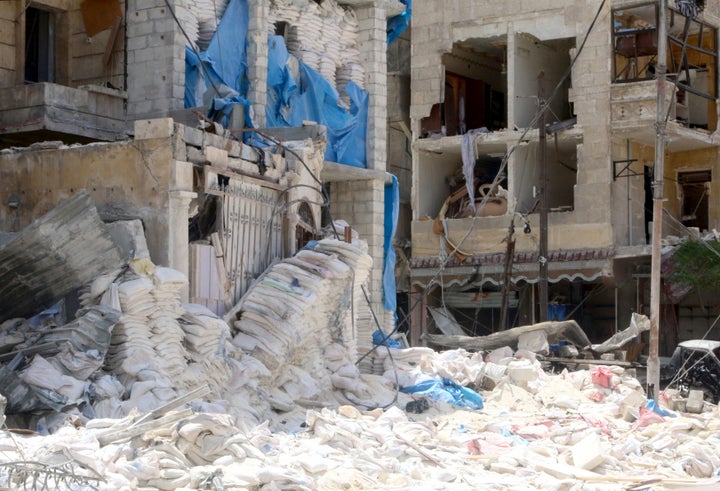 The al Quds Hospital in Aleppo, Syria, was destroyed by airstrikes last week. At least 27 people, including two doctors and t
