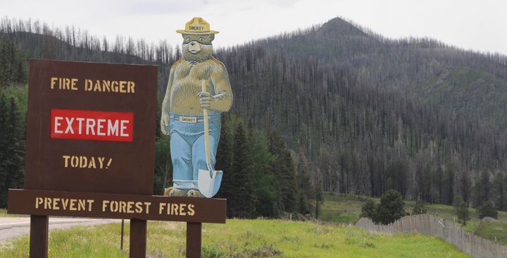 A sign indicates fire danger in New Mexico's Valles Caldera National Park in this undated file photo.
