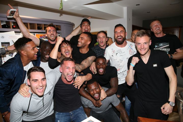 Leicester City players gather at Jamie Vardy's house