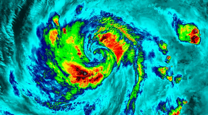 Hurricane Blanca is seen in an infrared image taken by NASA's Suomi NPP satellite off the coast of Mexico, June 5, 2015.