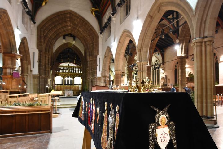 King Richard III's coffin in Leicester Cathedral.