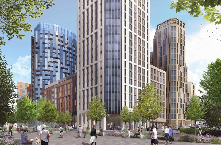 <strong>Apex House, centre, is a hugh multi-storey development planned for a quarter of student housing in Wembley, north west London</strong>