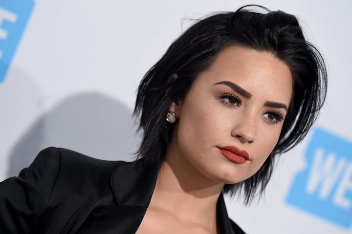 Demi Lovato arrives at WE Day California at The Forum on April 7, 2016 in Inglewood, California.