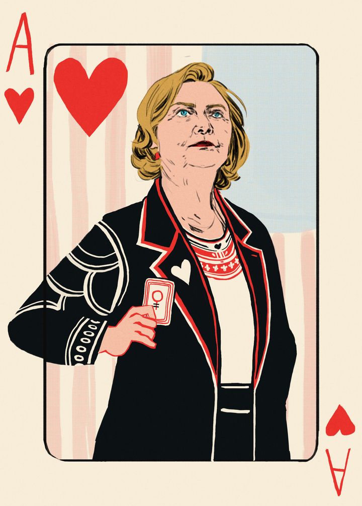According the Wahls' Kickstarter page, "The word "ace" denotes "one" or "single," which is why there is only one spot on the card...Hillary Clinton is on the precipice of becoming the first woman to ever be nominated for President of the United States by a major American political party. 