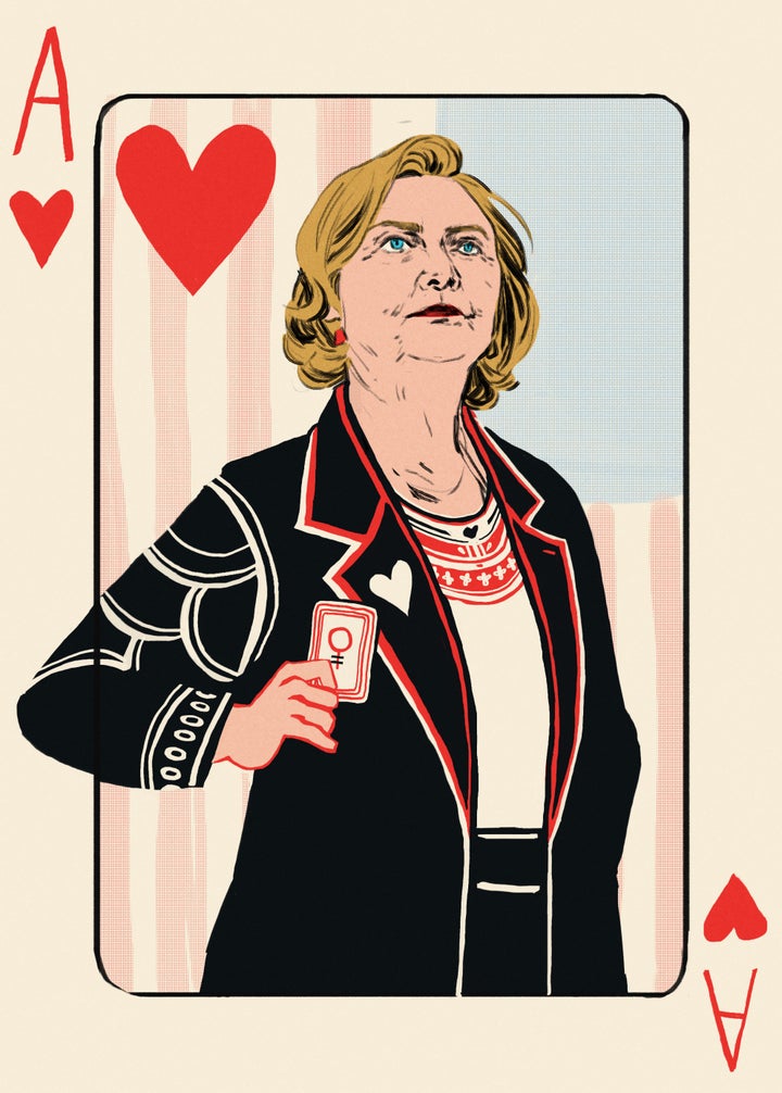 According the Wahls' Kickstarter page, "The word "ace" denotes "one" or "single," which is why there is only one spot on the card...Hillary Clinton is on the precipice of becoming the first woman to ever be nominated for President of the United States by a major American political party.