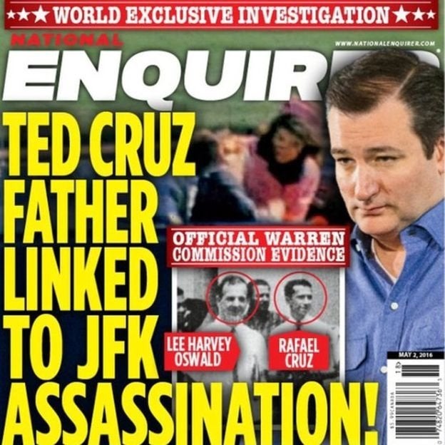 <strong>The National Enquirer front page that linked Rafael Cruz to JFK's assassin</strong>
