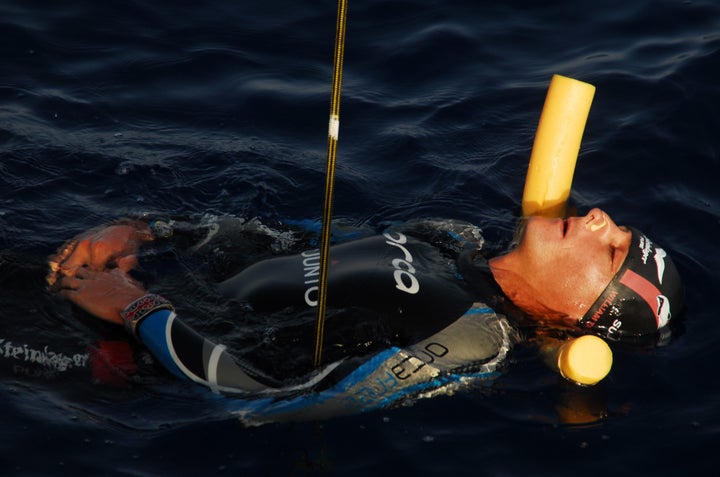 Trubrdige preparing for a 2015 dive. 