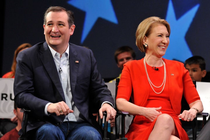 Texas Sen. Ted Cruz with his running mate Carly Fiorina. 