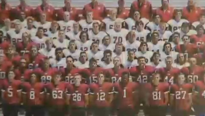 The yearbook photo as broadcast on American television, with Osborn pictured second row, right