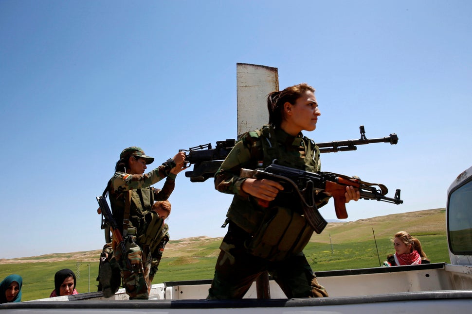 The women say gender does not keep them from entering the battle against the militants.
