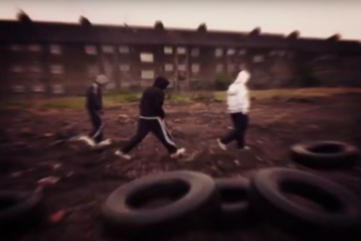 <strong>Hooded youths are seen besides dumped car tyres in one of the grim snaps</strong>