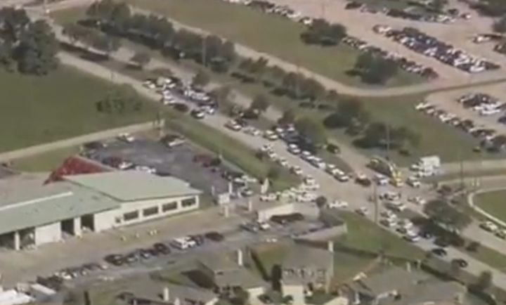An aerial shot of the scene in Katy, Texas.