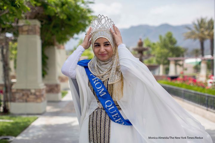 Zarifeh Shalabi, 18, who was elected prom queen at Summit High School, at a park near its campus in Fontana, Calif., April 26, 2016.