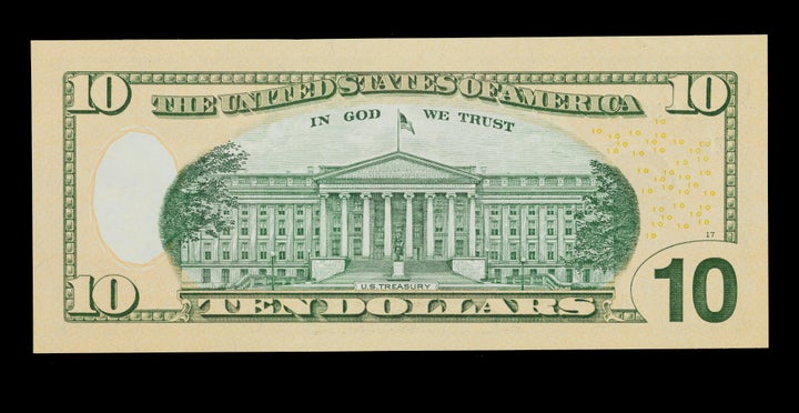 Ten-dollar note, United States of America, c. 2013, depicting the U.S. Treasury building 