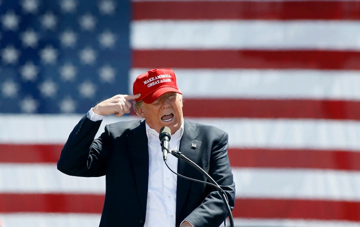 Donald Trump speaks to guest gathered at Fountain Park during a campaign rally on March 19, 2016 in Fountain Hills, Arizona.