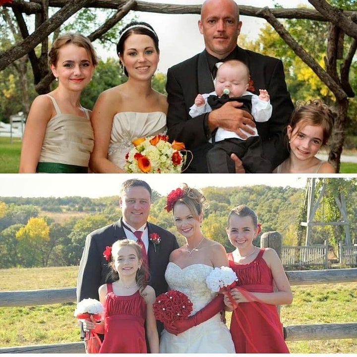 Jeff and Molly on their wedding day and below, Trish and Bob when they tied the knot. 