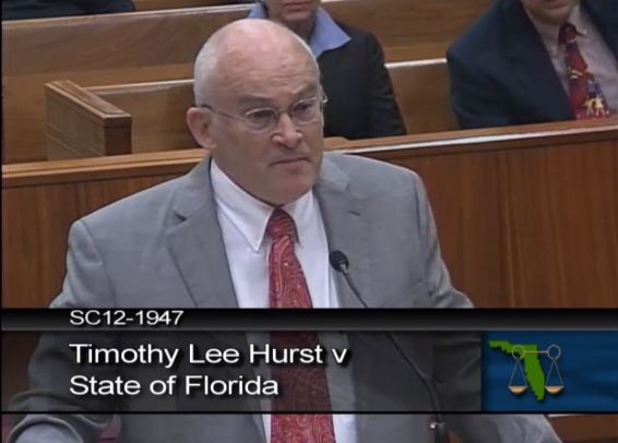 Dave Davis, attorney for Florida convicted murder Timothy Hurst, argues before the Florida Supreme Court Thursday that Hurst should be sentenced to life in prison due to a January U.S. Supreme Court ruling striking down part of the state's death sentencing scheme. 
