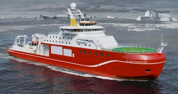 A mock-up of the RSS Sir David Attenborough, named after the British broadcaster and environmentalist, due to be complete&nbs