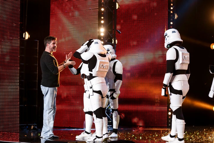 The dance troupe were dressed as Stormtroopers from 'Star Wars'