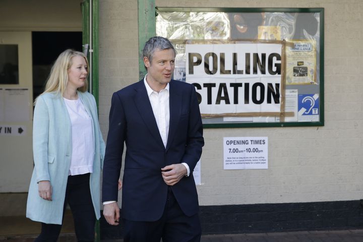 Zac Goldsmith after casting his vote today.