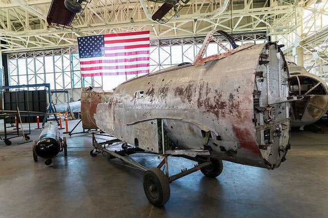 The forward fuselage of the Nakajima B5N "Kate" is pictured on display at Hawaii's Pacific Aviation Museum. 