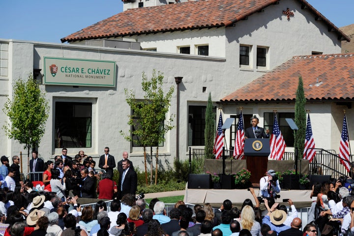 President Barack Obama speaks during the dedication of the César E. Chávez National Monument in Keene, California, on Oct. 8, 2012.