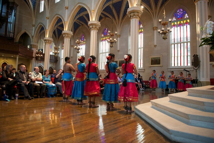 Hindu Sacred dancers at the opening interfaith prayer service launching the 2014 Festival of Faiths.