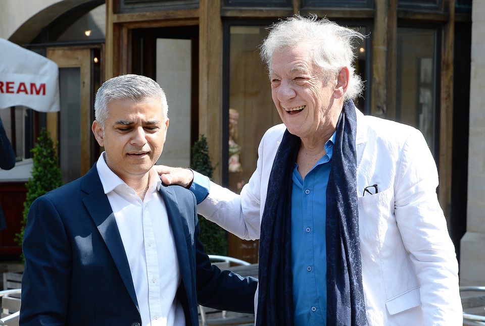 Sir Ian McKellen greets the new London mayor