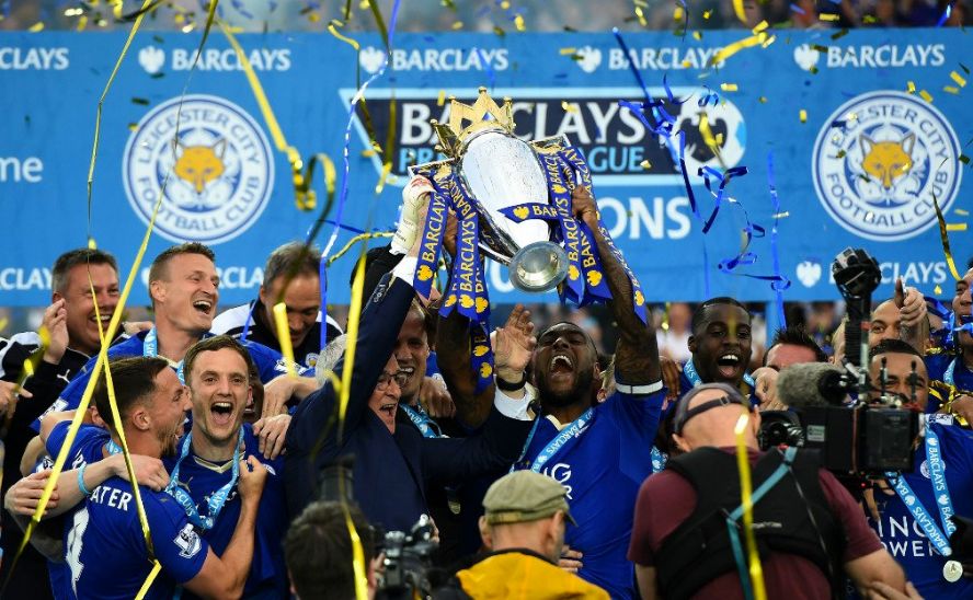 Leicester City Celebrate Premiership League Win As Jamie Vardy Scores ...