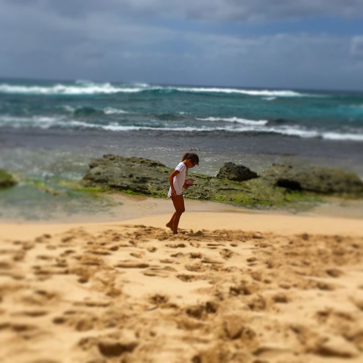 Looking for sea glass on the North Shore, Oahu