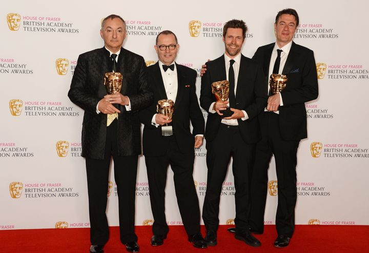 <strong>The 'Wolf Hall' team photographed after their victory</strong>